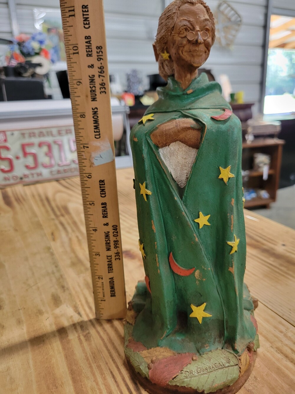 Dr. G Figurine 11 Inch Green Cloak with Stars and Moons Paint Wear